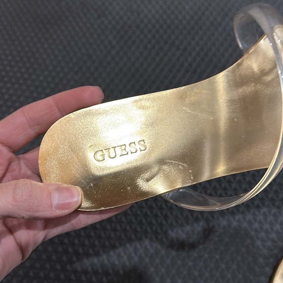 GUESS Gold Sandals with Clear strap 7.5M - Picture 3 of 4